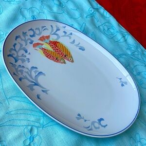 Rare BERNARDAUD oval serving platter fish scene 13”X9”